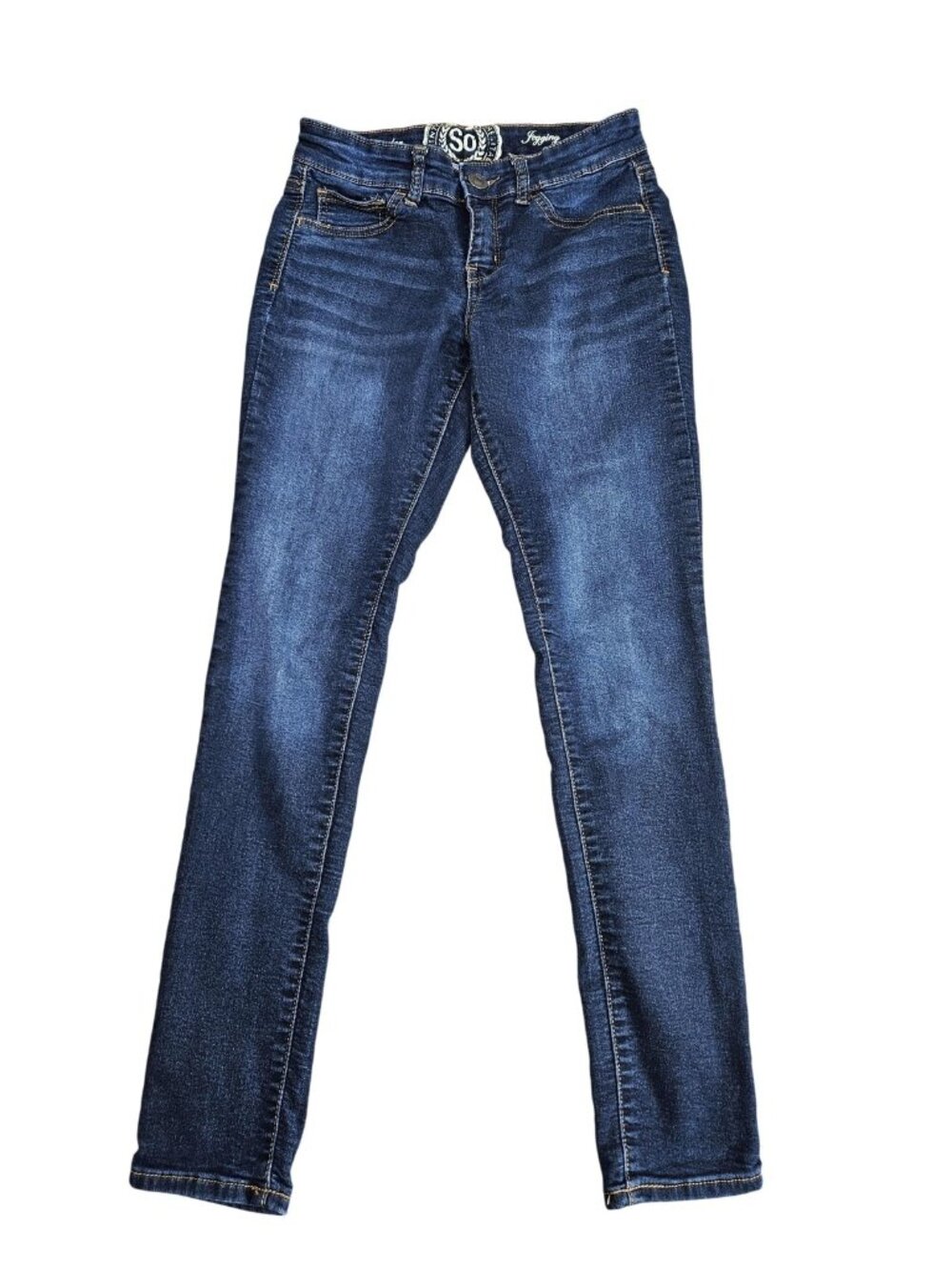 SO Jegging Jeans Juniors Size 7 Blue Medium Wash Mid Rise Slim Fit Stretch Denim